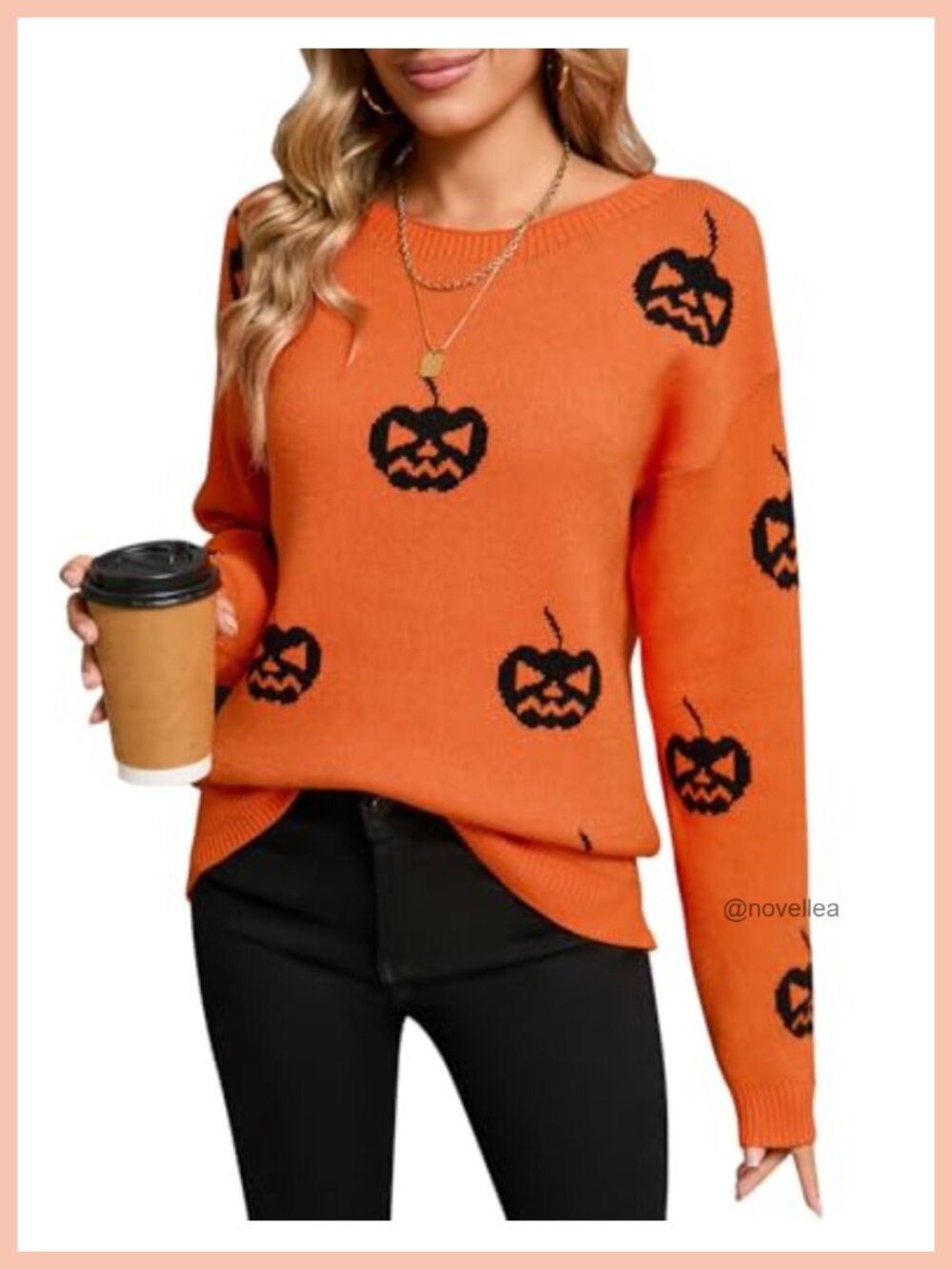 Drvitor Women's Pullover Sweater Cute Multi-Hearts Knitted Casual